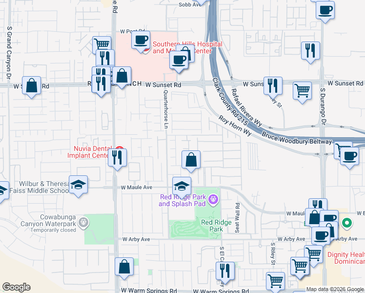 map of restaurants, bars, coffee shops, grocery stores, and more near 9135 Honey Maple Avenue in Las Vegas