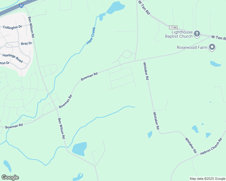 map of restaurants, bars, coffee shops, grocery stores, and more near 7406 Bowman Road in Mebane