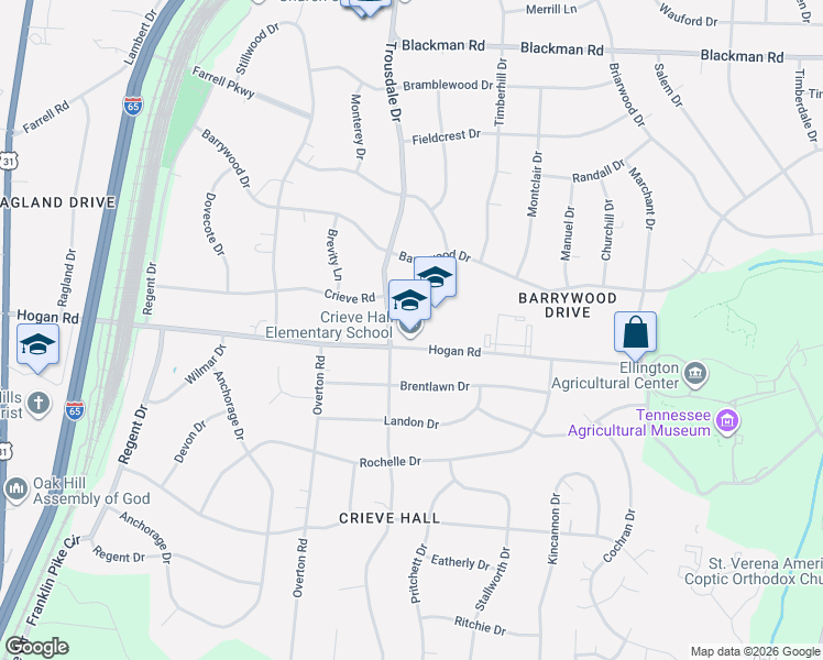 map of restaurants, bars, coffee shops, grocery stores, and more near 498 Hogan Road in Nashville