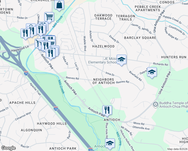 map of restaurants, bars, coffee shops, grocery stores, and more near 920 Preston Court in Nashville