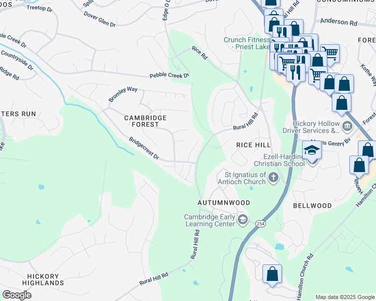 map of restaurants, bars, coffee shops, grocery stores, and more near 2413 Evanfield Court in Nashville