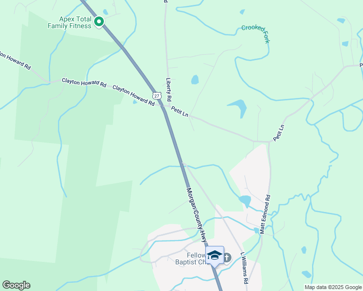 map of restaurants, bars, coffee shops, grocery stores, and more near 2424 Morgan County Highway in Wartburg