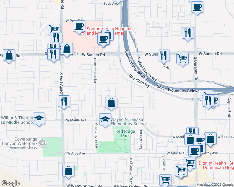map of restaurants, bars, coffee shops, grocery stores, and more near 6712 Stonetrace Street in Las Vegas