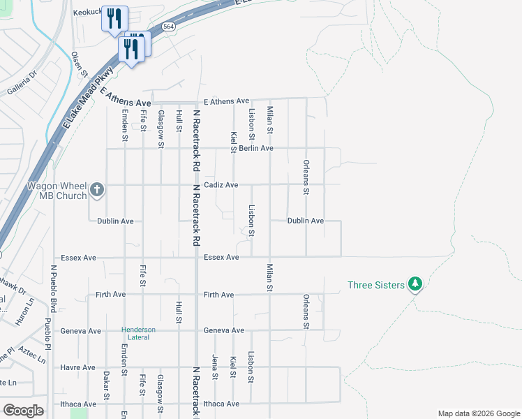map of restaurants, bars, coffee shops, grocery stores, and more near 631 Kiel Street in Henderson