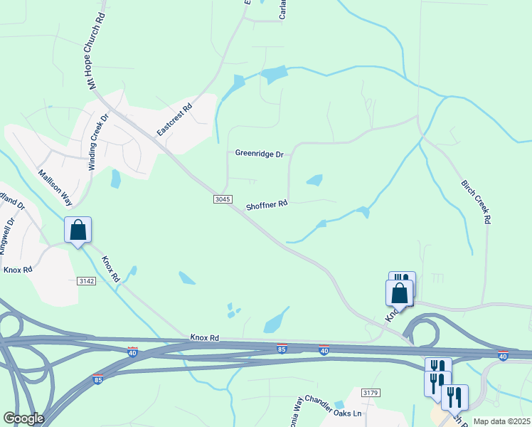 map of restaurants, bars, coffee shops, grocery stores, and more near 5208 Shoffner Road in McLeansville