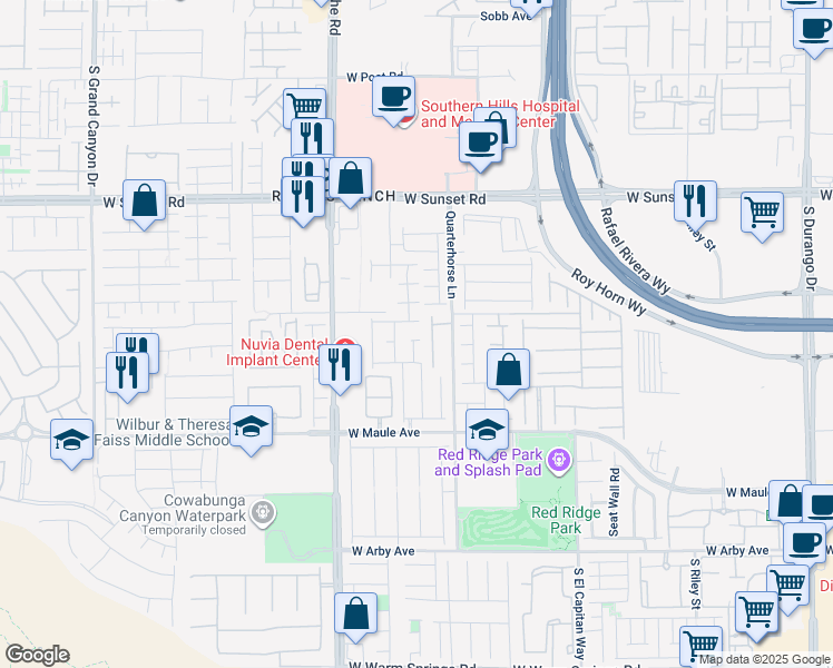 map of restaurants, bars, coffee shops, grocery stores, and more near 9258 Prairie Aster Place in Las Vegas