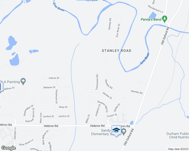 map of restaurants, bars, coffee shops, grocery stores, and more near 5020 Miller Drive in Durham