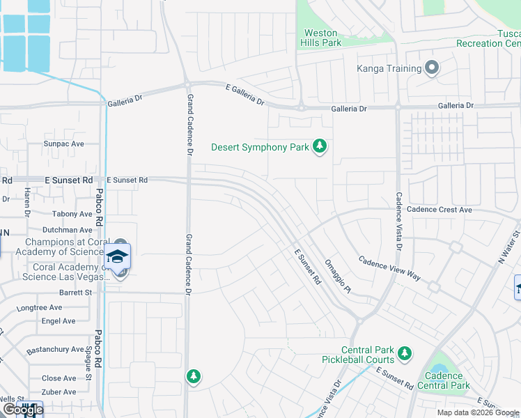 map of restaurants, bars, coffee shops, grocery stores, and more near 596 Celebratory Place in Henderson