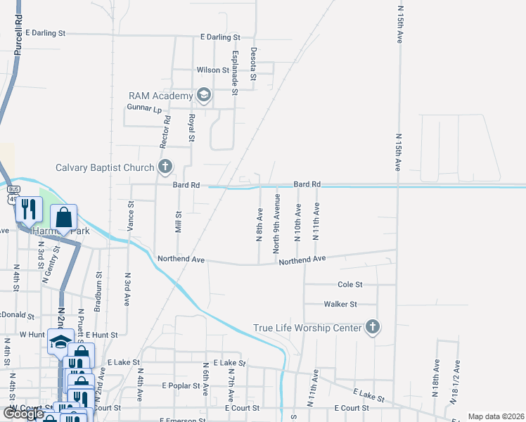 map of restaurants, bars, coffee shops, grocery stores, and more near 824 North 9th Avenue in Paragould