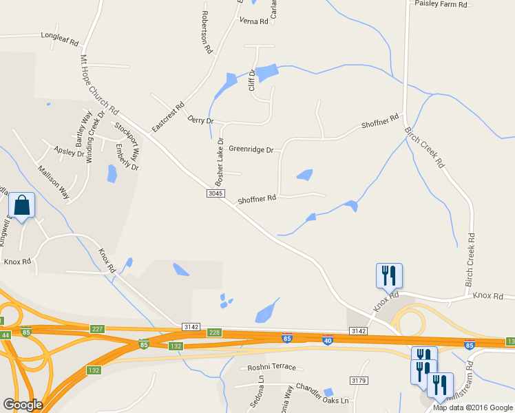 map of restaurants, bars, coffee shops, grocery stores, and more near 5208 Shoffner Road in McLeansville