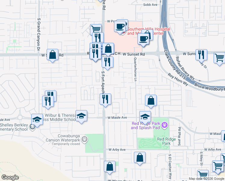 map of restaurants, bars, coffee shops, grocery stores, and more near 6736 Gold Yarrow Street in Las Vegas