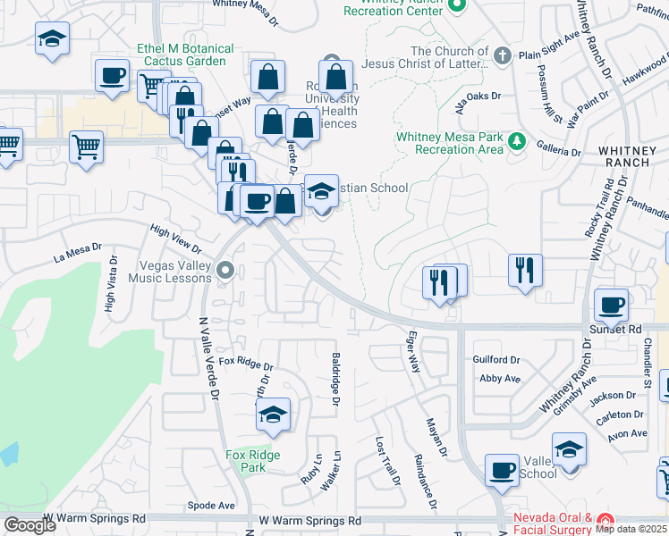 map of restaurants, bars, coffee shops, grocery stores, and more near 1829 Dagger Drive in Henderson