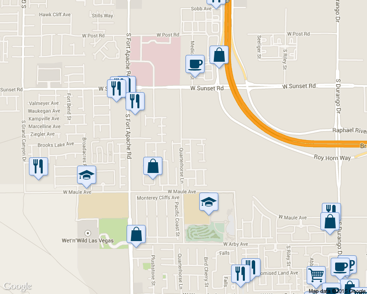 map of restaurants, bars, coffee shops, grocery stores, and more near 9191 Autumn Mist Court in Las Vegas