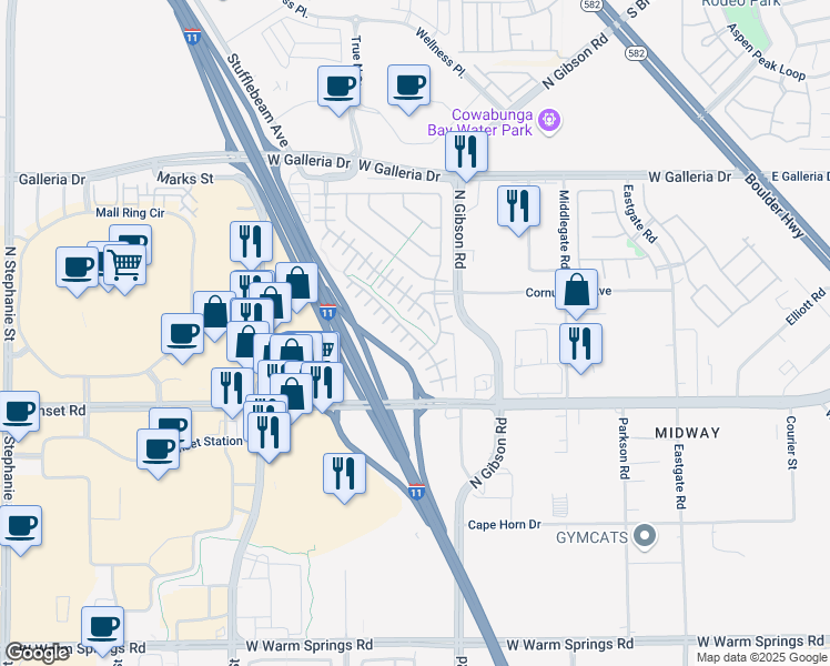 map of restaurants, bars, coffee shops, grocery stores, and more near 652 Taliput Palm Place in Henderson