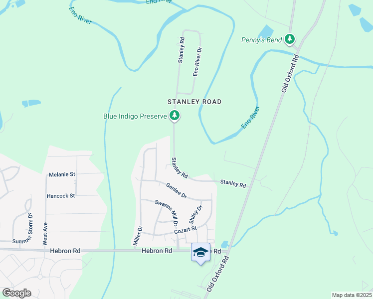 map of restaurants, bars, coffee shops, grocery stores, and more near 5036 Stanley Road in Durham