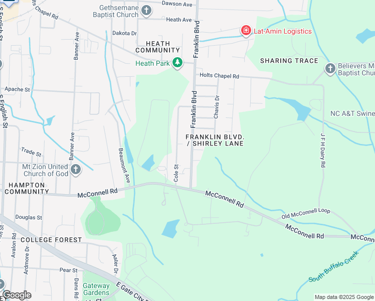 map of restaurants, bars, coffee shops, grocery stores, and more near 804 Franklin Boulevard in Greensboro