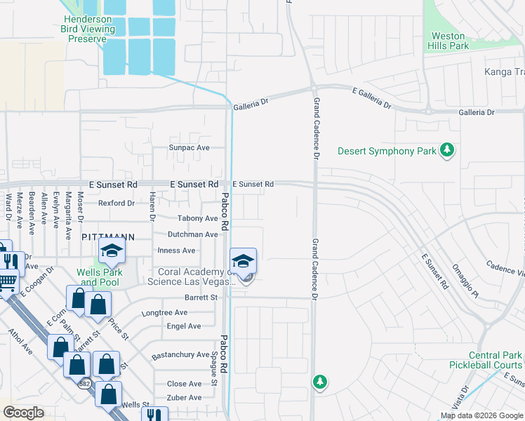 map of restaurants, bars, coffee shops, grocery stores, and more near 1902-1932 Pabco Road in Henderson