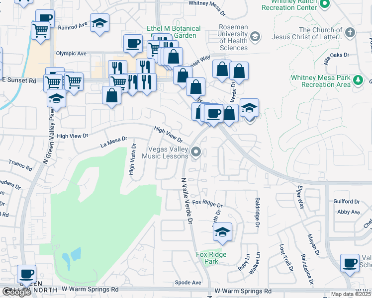 map of restaurants, bars, coffee shops, grocery stores, and more near in Henderson