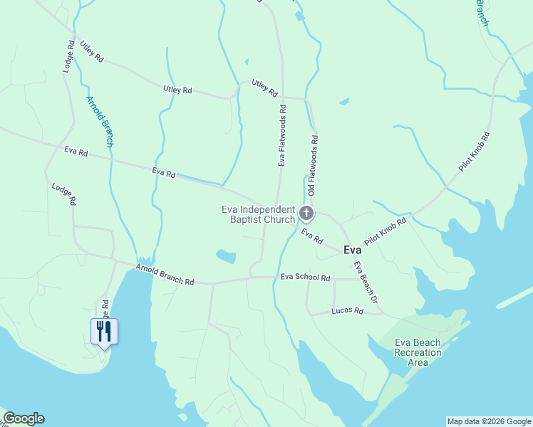map of restaurants, bars, coffee shops, grocery stores, and more near 1-21 Eva Harbor Rd in Benton