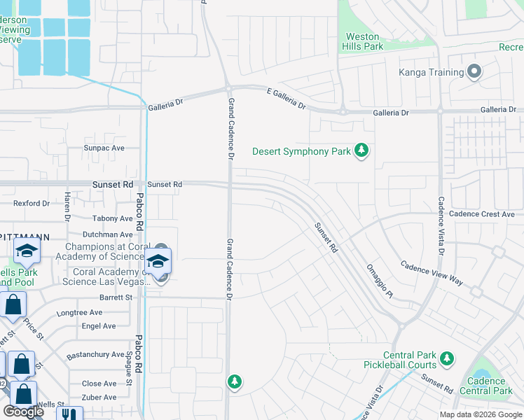 map of restaurants, bars, coffee shops, grocery stores, and more near 889 Cottonwood Hill Place in Henderson