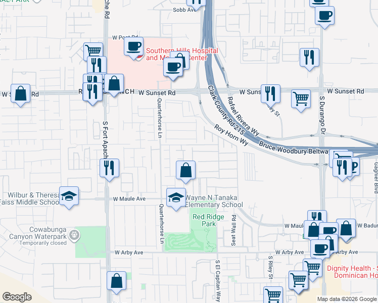 map of restaurants, bars, coffee shops, grocery stores, and more near 6707 Stonetrace Street in Las Vegas