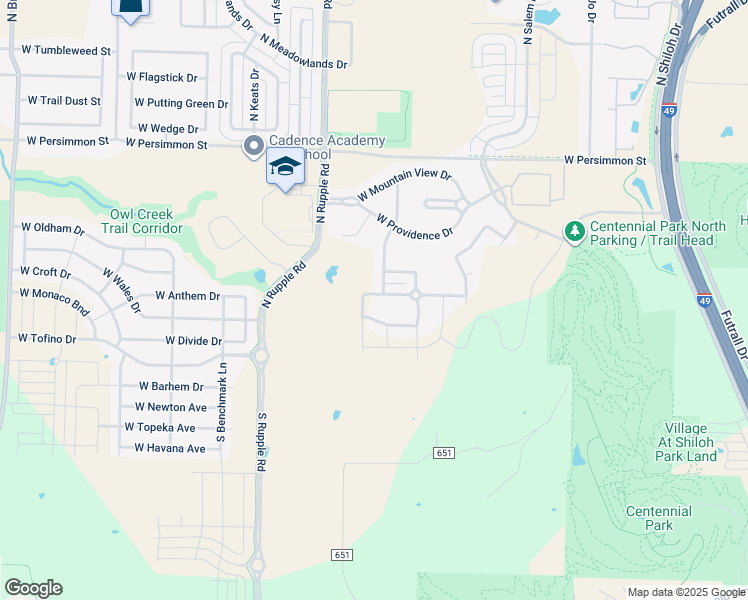 map of restaurants, bars, coffee shops, grocery stores, and more near 3877 West Maclura Way in Fayetteville