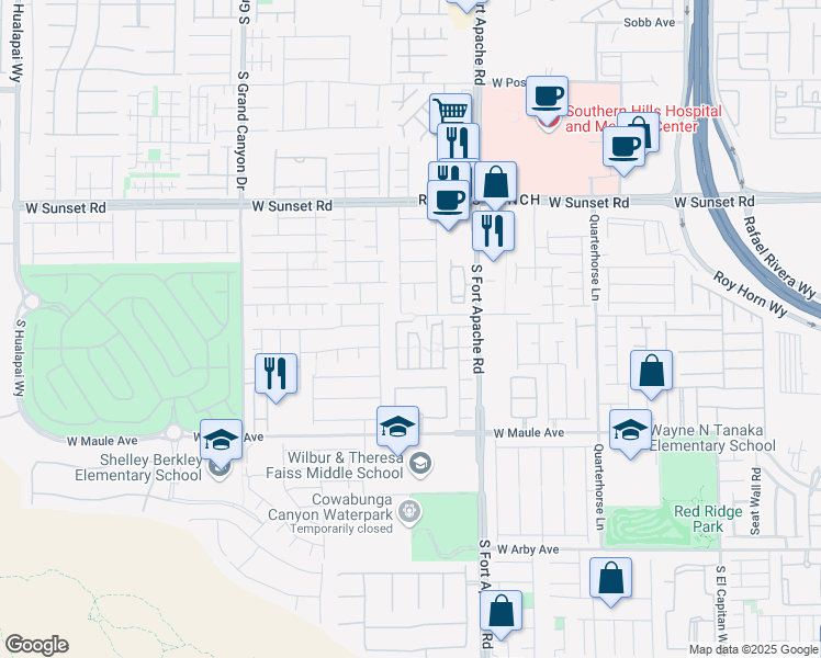 map of restaurants, bars, coffee shops, grocery stores, and more near 9510 Wooded Hills Drive in Las Vegas