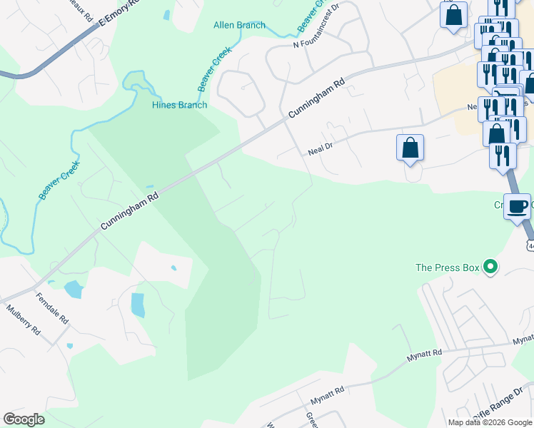 map of restaurants, bars, coffee shops, grocery stores, and more near 3116 Tee Lane in Knoxville