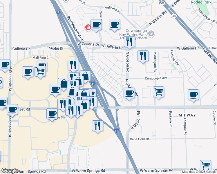 map of restaurants, bars, coffee shops, grocery stores, and more near 681 Taliput Palm Place in Henderson