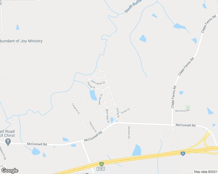 map of restaurants, bars, coffee shops, grocery stores, and more near 1803 Ewing Drive in Greensboro