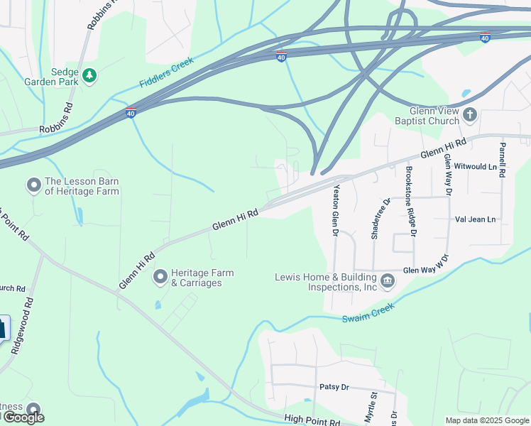 map of restaurants, bars, coffee shops, grocery stores, and more near 4058 Glenn Hi Road in Winston-Salem
