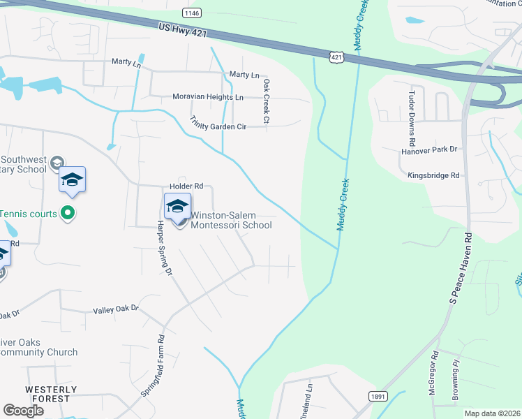 map of restaurants, bars, coffee shops, grocery stores, and more near 6000 Holder Road in Clemmons