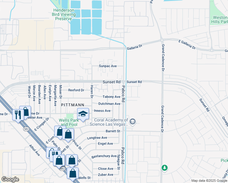 map of restaurants, bars, coffee shops, grocery stores, and more near in Henderson