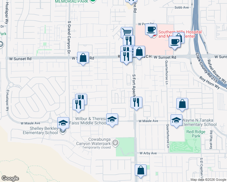 map of restaurants, bars, coffee shops, grocery stores, and more near 9527 Crooked Wood Avenue in Las Vegas