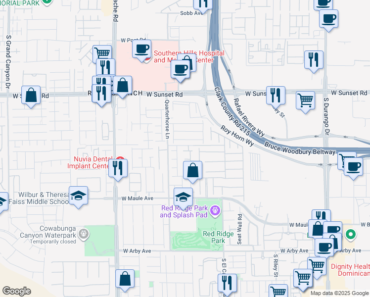 map of restaurants, bars, coffee shops, grocery stores, and more near 9136 Honey Maple Avenue in Las Vegas