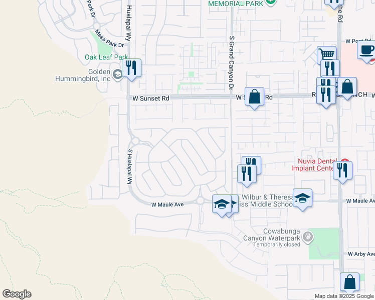 map of restaurants, bars, coffee shops, grocery stores, and more near 6723 Desert Crimson Street in Las Vegas