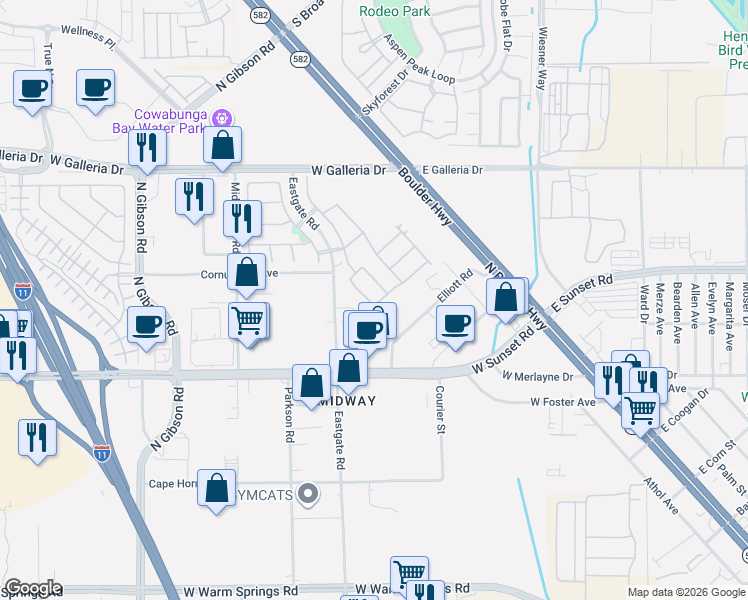 map of restaurants, bars, coffee shops, grocery stores, and more near 612 Mauna Key Place in Henderson