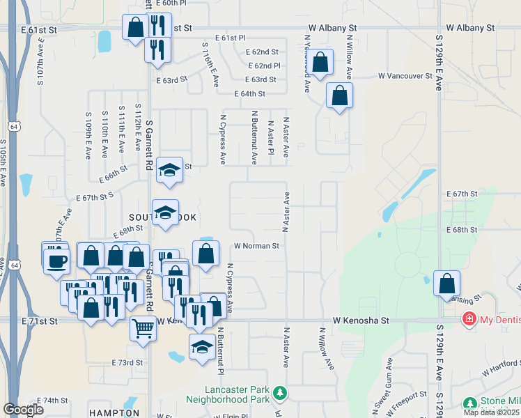 map of restaurants, bars, coffee shops, grocery stores, and more near 4425 West Princeton Street in Broken Arrow