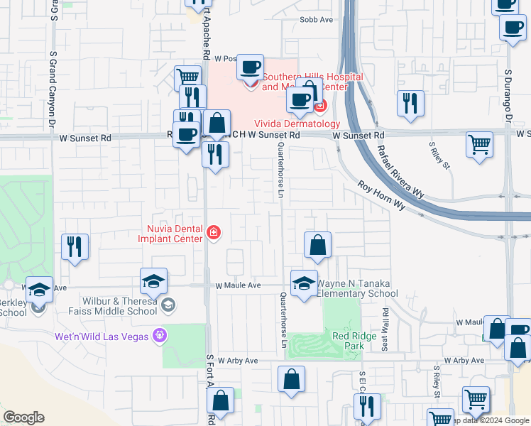 map of restaurants, bars, coffee shops, grocery stores, and more near 6715 Graceda Street in Las Vegas