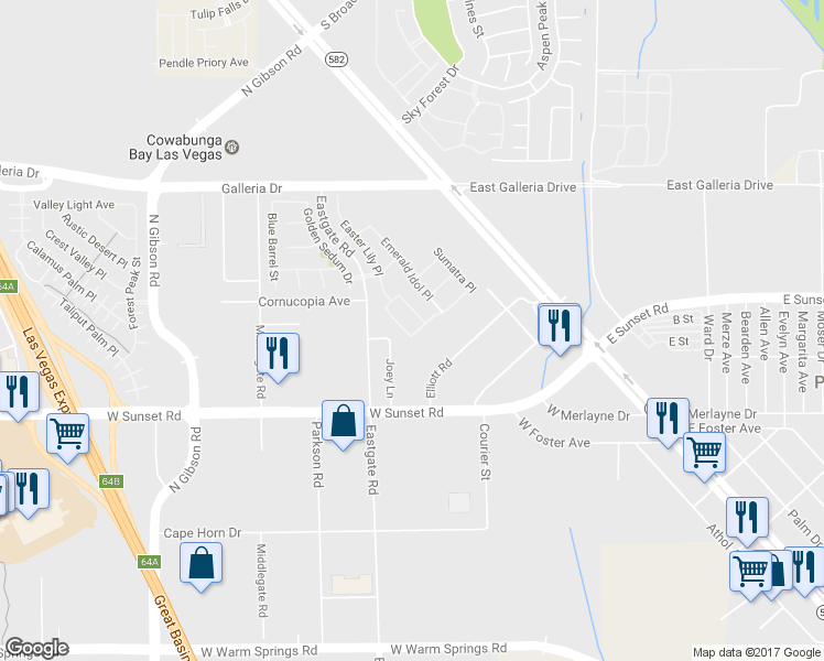 map of restaurants, bars, coffee shops, grocery stores, and more near 612 Mauna Key Place in Henderson