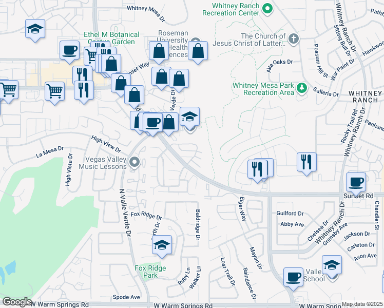 map of restaurants, bars, coffee shops, grocery stores, and more near 1915 Cutlass Drive in Henderson