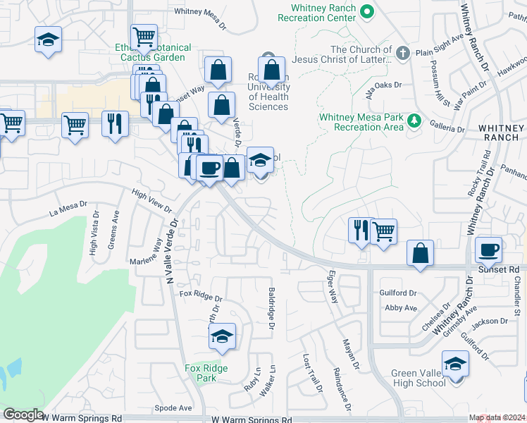 map of restaurants, bars, coffee shops, grocery stores, and more near 1921 Cutlass Drive in Henderson