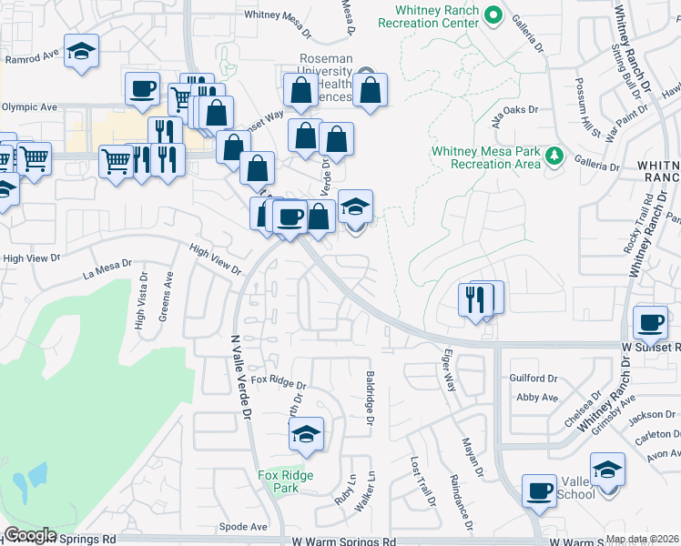 map of restaurants, bars, coffee shops, grocery stores, and more near 1955 Cutlass Drive in Henderson