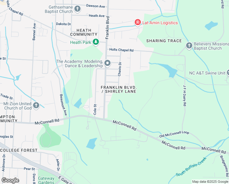 map of restaurants, bars, coffee shops, grocery stores, and more near 805 Chavis Drive in Greensboro