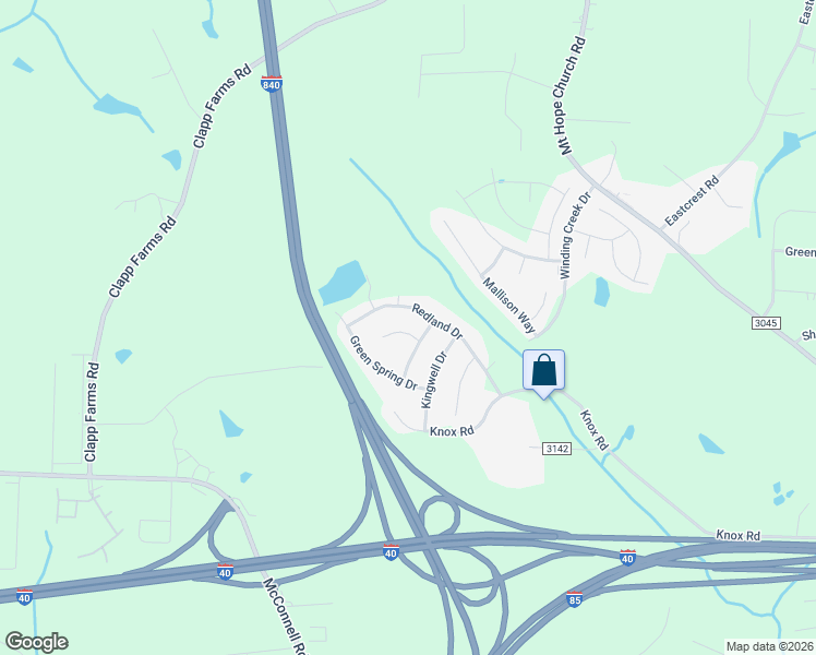 map of restaurants, bars, coffee shops, grocery stores, and more near 7 Red Brush Court in McLeansville