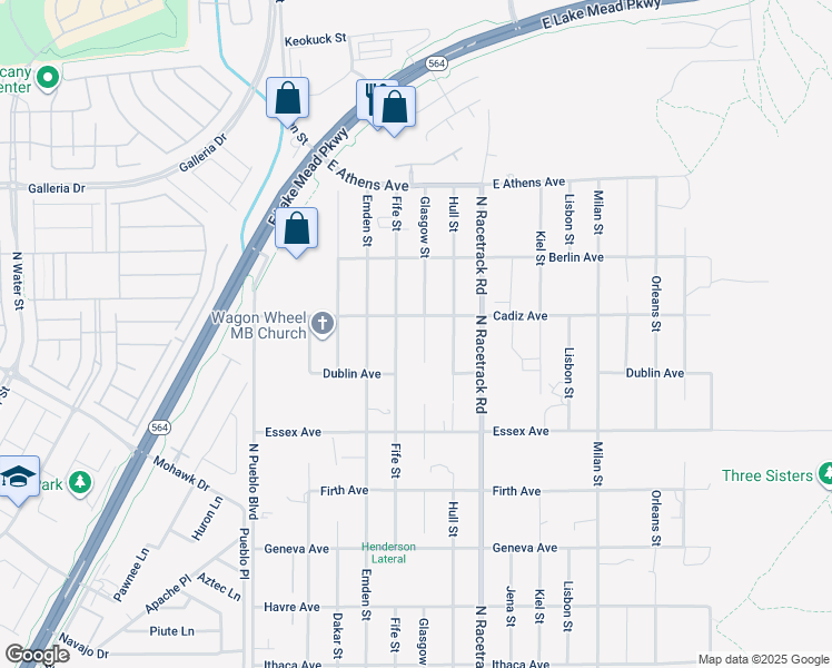 map of restaurants, bars, coffee shops, grocery stores, and more near 636 Glasgow Street in Henderson