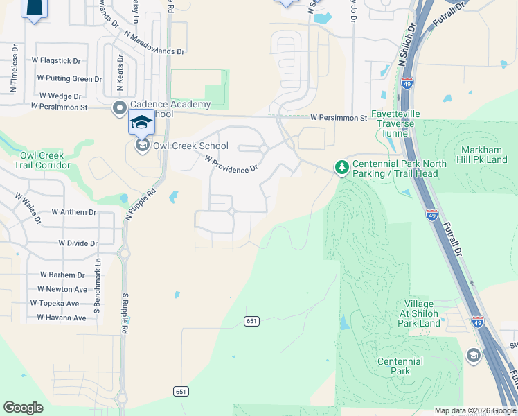 map of restaurants, bars, coffee shops, grocery stores, and more near 3621 West Maclura Way in Fayetteville