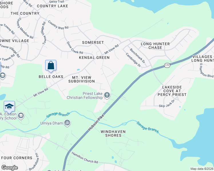 map of restaurants, bars, coffee shops, grocery stores, and more near 3880 Park Royal Lane in Nashville