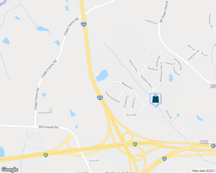 map of restaurants, bars, coffee shops, grocery stores, and more near 804 Redland Drive in McLeansville