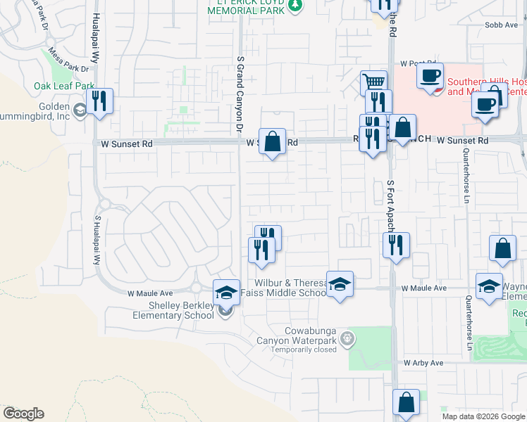 map of restaurants, bars, coffee shops, grocery stores, and more near 6725 Bison Creek Street in Las Vegas